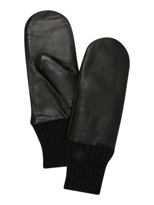Jednofarebné vlnené kožené rukavice Part Two - čierna