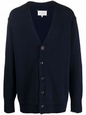 Πλεκτός μακρύ πουλόβερ με λαιμόκοψη v Maison Margiela μπλε