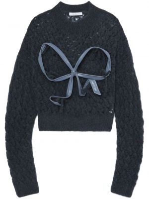 Moherowy sweter z kokardką Louis Shengtao Chen niebieski