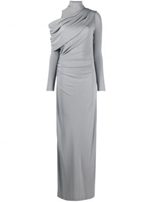Drapované asymetrické dlouhé šaty Alberta Ferretti sivá