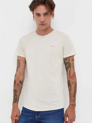 Koszulka slim fit Tommy Jeans beżowa
