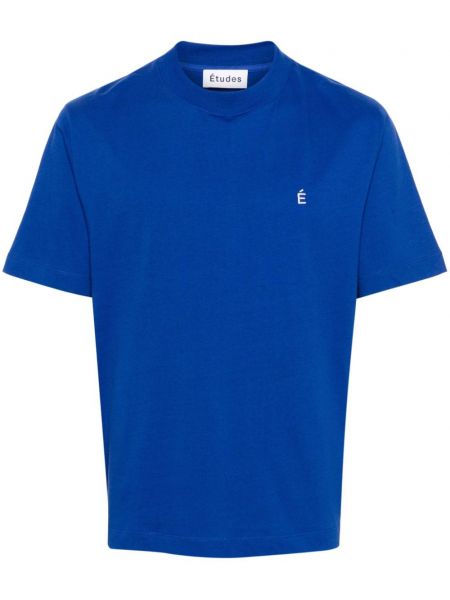 T-shirt brodé en coton Etudes bleu