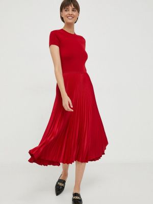 Gyapjú midi ruha Polo Ralph Lauren piros