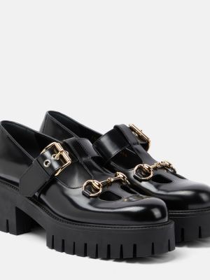Δερμάτινα loafers Gucci μαύρο