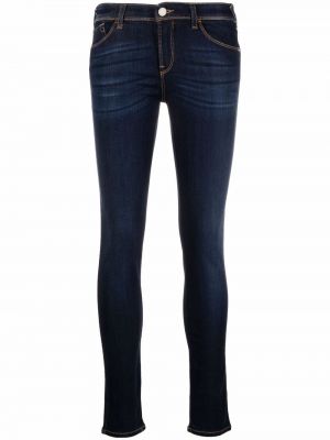 Madala vöökohaga kitsa lõikega teksapüksid Emporio Armani sinine