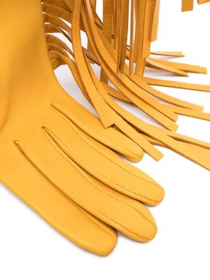 Rękawiczki z frędzli skórzane Manokhi żółte