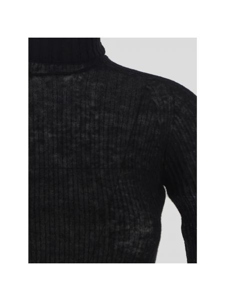 Jersey cuello alto de punto con cuello alto de tela jersey Saint Laurent negro