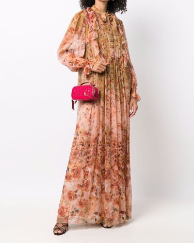 Vestido de noche de flores con estampado Alberta Ferretti rosa