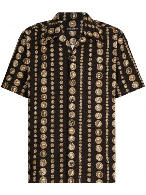 Bombažna srajca s potiskom Dolce & Gabbana črna