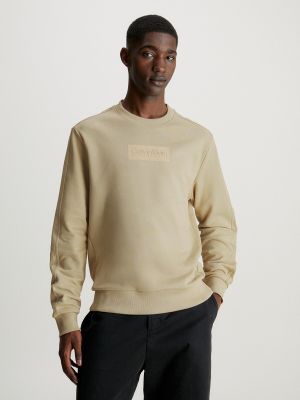 Sudadera con capucha de algodón Calvin Klein beige