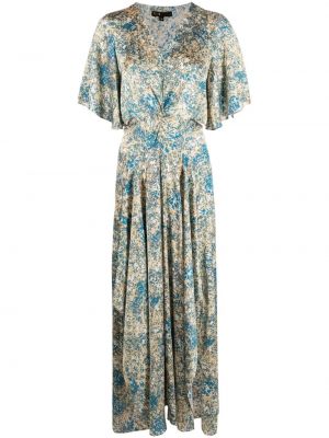 Dlouhé šaty s potlačou s abstraktným vzorom Maje modrá