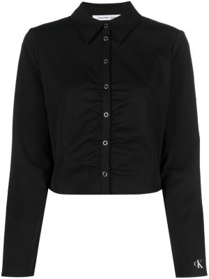 Дънкова риза бродирана Calvin Klein Jeans черно