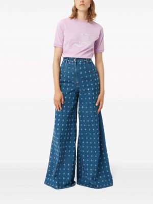 Zvonové džíny s oděrkami Nina Ricci modré