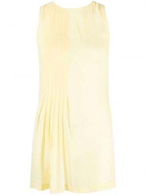 Hedvábné plisované šaty bez rukávů Valentino Pre-owned - žlutá