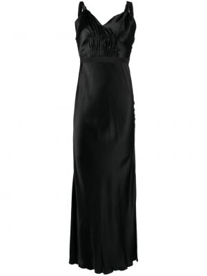 Plisirana svilena obleka Prada Pre-owned črna