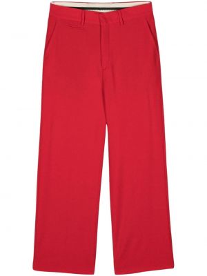 Ravne hlače iz krep tkanine Canaku rdeča