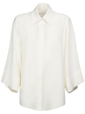 Svilena bluza od krep The Row bijela