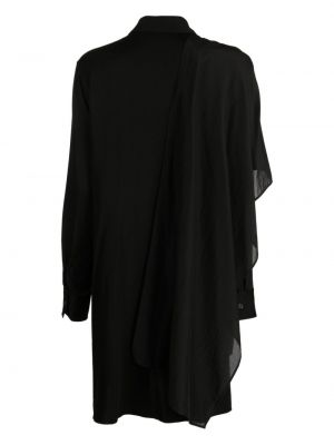 Saténové košilové šaty Yohji Yamamoto černé
