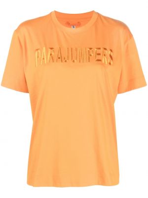 Majica z vezenjem z okroglim izrezom Parajumpers oranžna