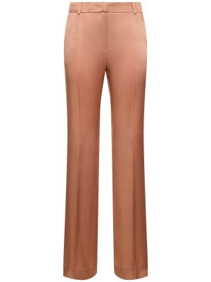 Saténové rovné kalhoty Alberta Ferretti růžové
