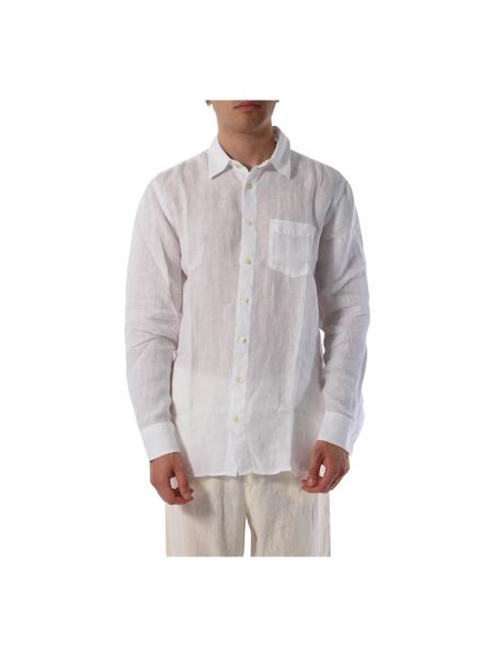 Casual hemd mit geknöpfter 120% Lino weiß