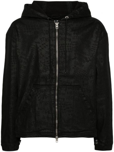 Jacquard duga jakna s kapuljačom Ksubi crna