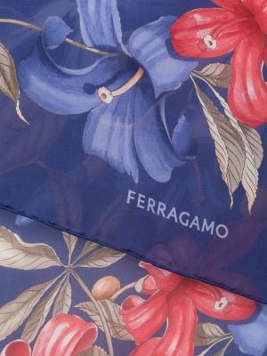 Jedwabna szal w kwiatki Ferragamo niebieska