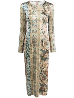 Sukienka długa dopasowana z nadrukiem Pierre Louis Mascia biała
