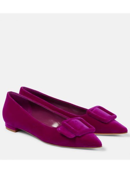 Kadife babet Manolo Blahnik mor