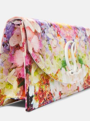 Сатенени чанта тип „портмоне“ на цветя Christian Louboutin сребристо