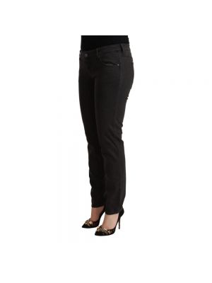 Jeansy skinny z niską talią slim fit bawełniane Ermanno Scervino czarne