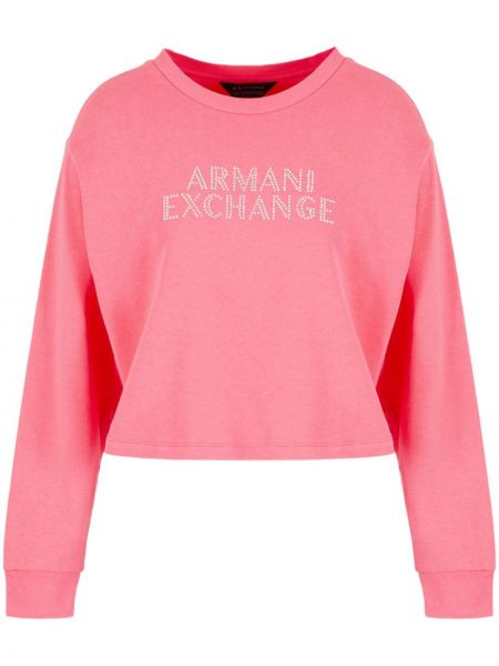 Βαμβακερός φούτερ Armani Exchange ροζ