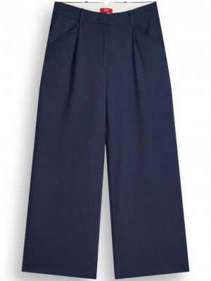 Вискозные брюки-кюлоты со складками Esprit, темно-синий