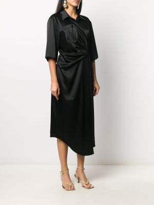 Satynowa sukienka koktajlowa Nanushka czarna