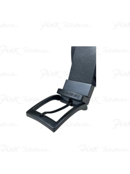 Cinturón de cuero con estampado reversible Emporio Armani negro