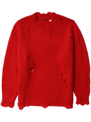 Obrabljen pulover iz kašmirja R13 rdeča
