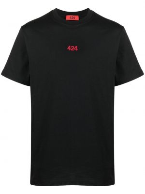 Тениска бродирана 424 черно