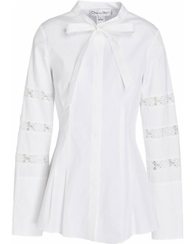 Гіпюрова блузка з бантом на шнурівці Oscar De La Renta, біла