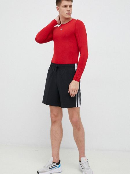 Majica dugih rukava jednobojna sa dugačkim rukavima Adidas Performance crvena
