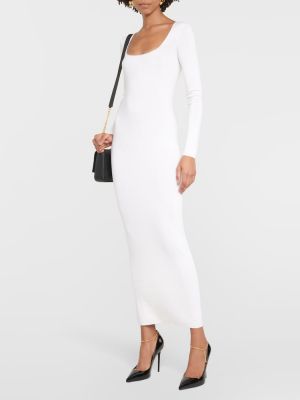 Jedwabna sukienka długa z kaszmiru Tom Ford biała
