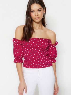 Блузка с открытыми плечами Trendyol бордовая
