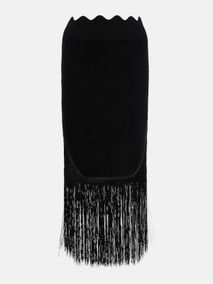 Midi sukně s třásněmi Victoria Beckham černé