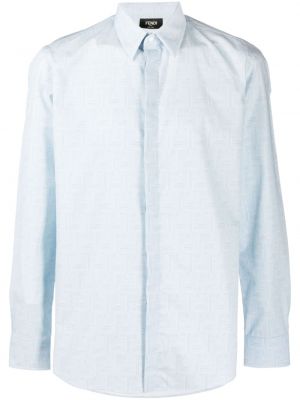 Βαμβακερό πουκάμισο Fendi μπλε
