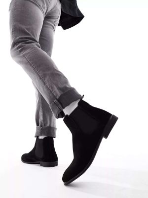 Черные ботинки челси из искусственной замши New Look