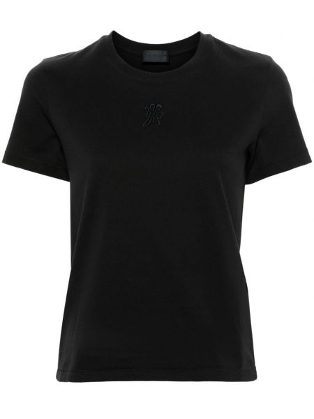 Bombažna majica z vezenjem Moncler črna