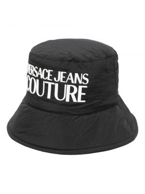 Kapelusz z nadrukiem Versace Jeans Couture czarny