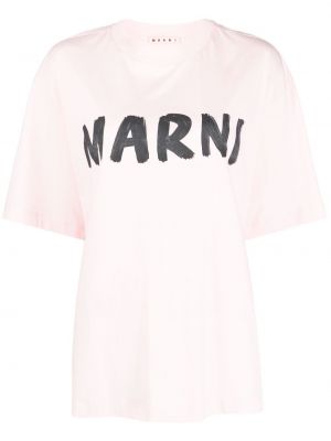 T-shirt en coton à imprimé Marni rose