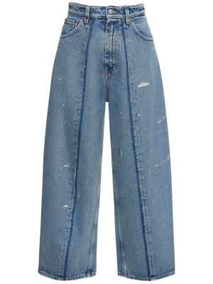 Bavlněné džíny s vysokým pasem relaxed fit Mm6 Maison Margiela modré