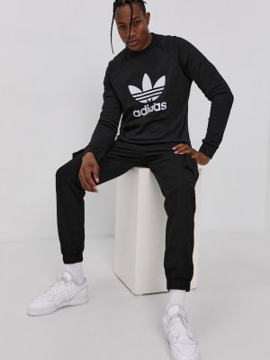 Bavlněná mikina s potiskem Adidas Originals černá