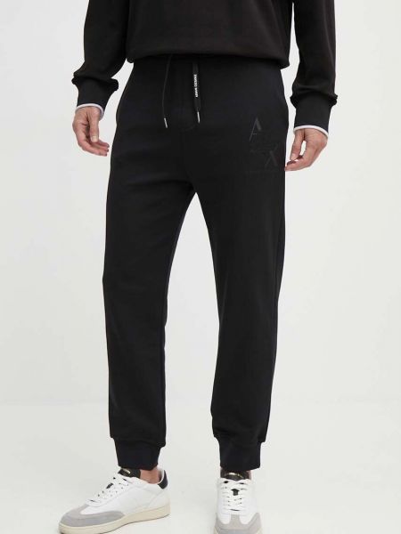 Spodnie sportowe bawełniane Armani Exchange czarne